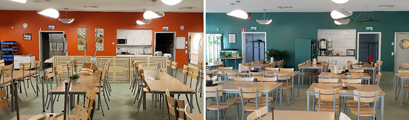 Skolrestaurangen före och efter omgörningen
