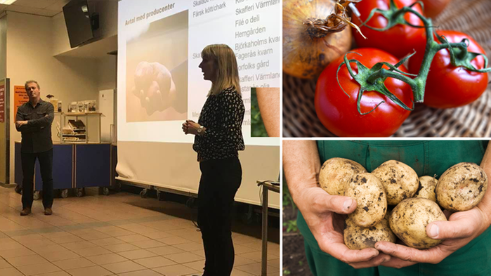 Collage; tomater, potatis, presentation av Nära mat