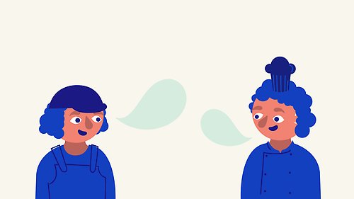 Illustration från Ett nytt recept för skolmåltider, med lantbrukare och kock.