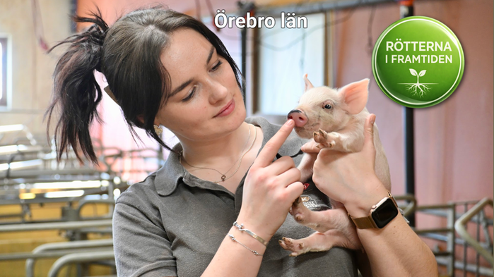 Grete Bergman med en kulting i famnen