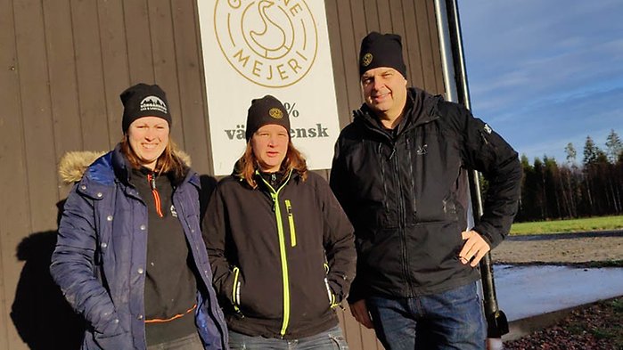 Bönderna Linnea och Anna samt Marcus Jansson.