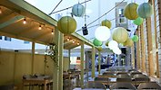 Interiörbild från en skolrestaurang i Karlstad.